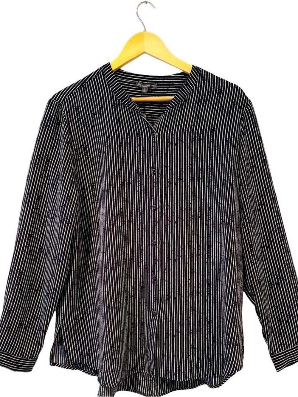 Men's Black Pinstripe Button-Up Shirt